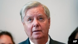FILE - Sen. Lindsey Graham, R-S.C., speaks during a news conference on Capitol Hill, Sept. 13, 2022.