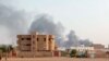 Smoke billows in the distance around the Khartoum Bahri district amid ongoing fighting in Sudan on July 14, 2023. 