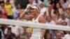 FILE -Czech Republic's Marketa Vondrousova reacts after beating Ukraine's Elina Svitolina to win their women's singles semifinal match on day 11 of Wimbledon, London, July 13, 2023. 