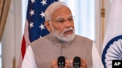 ভারতের প্রধানমন্ত্রী নরেন্দ্র মোদি ওয়াশিংটনে পররাষ্ট্র মন্ত্রকে রাষ্ট্রীয় সফরের মধ্যাহ্নভোজে বক্তব্য রাখছেন। ২৩ জুন, ২০২৩। ফাইল ছবি। 