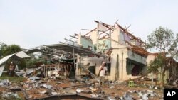 A house damaged by a firework warehouse explosion is seen in Narathiwat province southern Thailand, July 29, 2023.