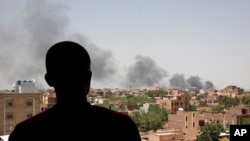 Smoke is seen in Khartoum, Sudan, April 22, 2023. The fighting in the capital between the Sudanese Army and Rapid Support Forces resumed after an internationally brokered cease-fire failed. 