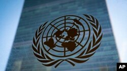 Символ ООН на фоне здания штаб-квартиры организации в Нью-Йорке (архивное фото)