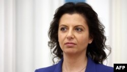 FILE - Margarita Simonyan, the head of state-run television network RT, at an awards ceremony held by the Russian president at the Kremlin in Moscow on December 20, 2022.