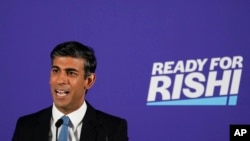 Rishi Sunak wakati alipozindua kampeni yake kugombea uongozi wa chama cha Conservative, London, Julai 12, 2022.