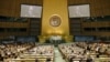 A wide view of the opening of the Millennium Development Goals (MDG) Summit, as Kasit Piroma (on screens), Minister for Foreign Affairs of Thailand, delivers remarks, in New York, 20 Sep 2010