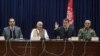 From left, Afghan security officials Mujtaba Patang, Ashraf Ghani Ahmadzai, Besmilah Mohammadi, and Lt. Gen. Sher Mohammad Karimi, address media, Kabul, Dec. 31, 2012.