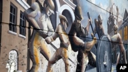 Un mural en el nuevo monumento nacional Pullman, en el estado de Illinois.
