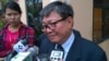 Cambodia National Rescue Party MP Son Chhay talks to reporters, Phnom Penh, Cambodia, July 30, 2015. 