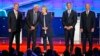 Democratic presidential candidates, from left, former Virginia Sen. Jim Webb, Sen. Bernie Sanders of Vermont, former Sec. of State Hillary Clinton, former Maryland Gov. Martin O'Malley and former Rhode Island Gov. Lincoln Chafee, take the stage before the debate in Las Vegas, Oct. 13, 2015.