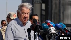 António Guterres em Rafah, na fronteira entre Egipto e Faixa da Gaza 