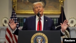 El presidente de Estados Unidos, Donald Trump, pronuncia un discurso sobre la infraestructura de inteligencia artificial en la sala Roosevelt de la Casa Blanca en Washington, Estados Unidos, el 21 de enero de 2025.