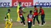 ঢাকায় বাংলাদেশ-অস্ট্রেলিয়ার মধ্যে চলমান পঞ্চম টি- টোয়েন্টিতে বাংলাদেশের সাকিব আল হাসান অস্ট্রেলিয়ার অধিনায়ক ম্যাথিউ ওয়েডের উইকেট নেয়ার পর উল্লাস করছেন। আগস্ট ৯, ২০২১- রয়টার্স 
