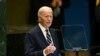 အမေရိကန်သမ္မတ Joe Biden က နယူးယောက်မြို့မှာကျင်းပနေတဲ့ ၇၉ ကြိမ်မြောက် ကုလအထွေထွေညီလာခံမှာ မိန့်ခွန်းပြောကြားစဥ်။ (စက်တင်ဘာ ၂၄၊ ၂၀၂၄) 