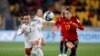 Spain's Olga Carmona competes against Costa Rica's Melissa Herrera in their World Cup match, July 21, 2023, at Wellington Regional Stadium, Wellington, New Zealand.