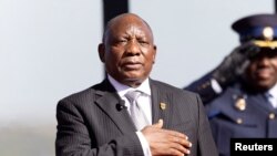 El presidente de Sudáfrida, Cyril Ramaphosa, captado en la ceremonia de juramento en Pretoria para su segundo mandato como presidente del país, el 19 de junio de 2024.