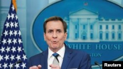Juru bicara Dewan Keamanan Nasional AS, John Kirby, berbicara dalam konferensi pers di Gedung Putih, Washington, pada 17 Januari 2024. (Foto: Reuters/Kevin Lamarque)