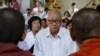 Lu Laysreng, a former official from Funcinpec Party, joined the commemoration ceremony held by the opposition party to mark the 20th anniversary of the coup in Phnom Penh, Cambodia, July 06, 2017. (Hean Socheata/VOA Khmer) 