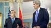 U.S. Secretary of State John Kerry meets with Egyptian Foreign Minister Nabil Fahmy at the State Department in Washington, April 29, 2014.