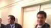 Prime Minister Hun Sen (left) and his Thai counterpart, Abhisit Vejjajiva (right) at the Waldorf Astoria Hotel after border talk at the sideline of US-ASEAN Summit. 